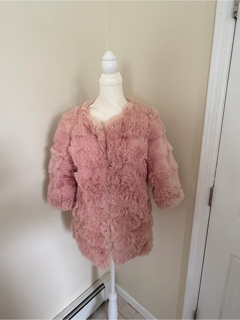Vintage rabbit fur jacket in pink furry